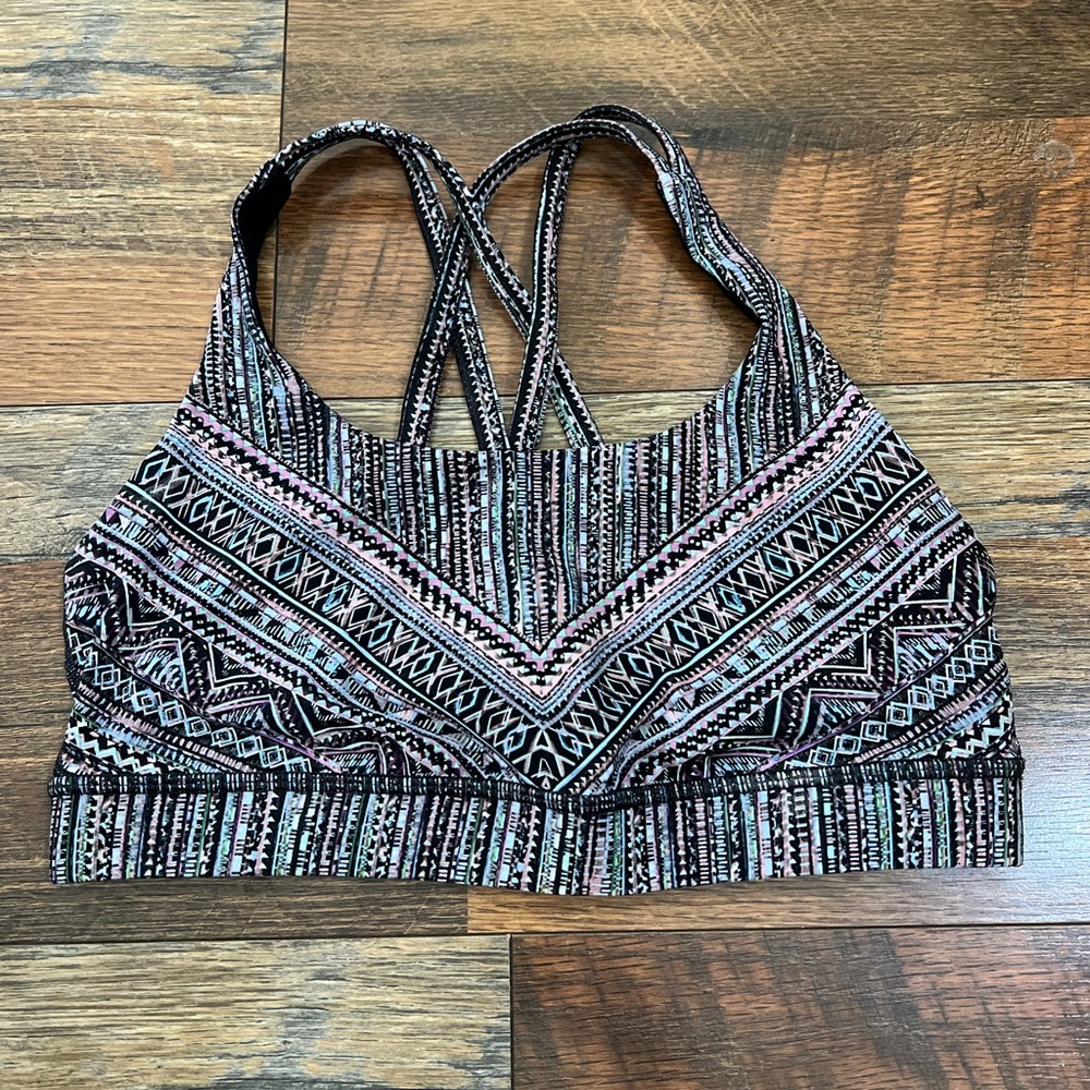 Lululemon Athletica Geometric Strappy Bra - Black and Pink